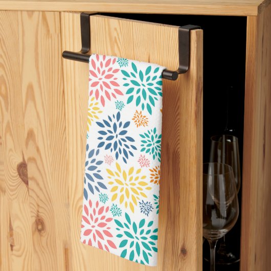 Linge De Cuisine Fleurs abstraites colorées motif (Pliage en tiers)