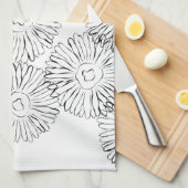 Linge De Cuisine Fleurs abstraites de printemps noir et blanc (Quart Plié)