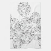 Linge De Cuisine Fleurs abstraites de printemps noir et blanc (Vertical)