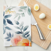 Linge De Cuisine Fleurs aquarelles élégantes et libres  (Quart Plié)