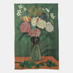 Linge De Cuisine Fleurs au lierre par Henri Rousseau, Fleurs Vintag