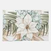 Linge De Cuisine Fleurs blanches bleues tropicales (Horizontal)