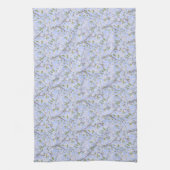 Linge De Cuisine Fleurs blanches en bleu (Vertical)