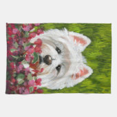 Linge De Cuisine Fleurs blanches et roses (Horizontal)