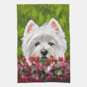 Linge De Cuisine Fleurs blanches et roses (Vertical)