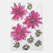Linge De Cuisine Fleurs blanches et roses (Vertical)