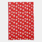 Linge De Cuisine Fleurs blanches mignonnes sur rouge (Vertical)
