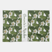 Linge De Cuisine Fleurs blanches personnalisées (Horizontal)