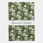 Linge De Cuisine Fleurs blanches personnalisées (Vertical)
