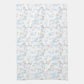 Linge De Cuisine Fleurs blanches sur bleu clair. (Vertical)