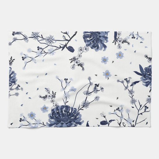 Linge De Cuisine Fleurs bleues (Horizontal)