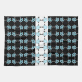 Linge De Cuisine Fleurs bleues avec noir (Horizontal)