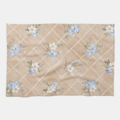 Linge De Cuisine Fleurs Bleues Blanches Beige (Horizontal)
