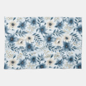 Linge De Cuisine Fleurs bleues et beiges (Horizontal)