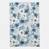 Linge De Cuisine Fleurs bleues et beiges (Vertical)