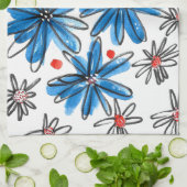 Linge De Cuisine Fleurs bleues et blanches (Plié)