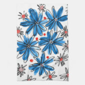 Linge De Cuisine Fleurs bleues et blanches (Vertical)