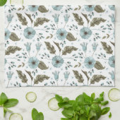 Linge De Cuisine Fleurs bleues et vertes (Plié)