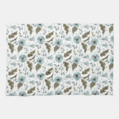 Linge De Cuisine Fleurs bleues et vertes (Horizontal)