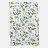 Linge De Cuisine Fleurs bleues et vertes (Vertical)