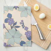 Linge De Cuisine Fleurs Bleues, Fleurs Violettes, Motif Floral (Quart Plié)