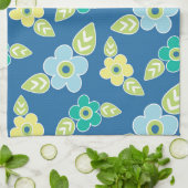 Linge De Cuisine Fleurs bleues rétro (Plié)