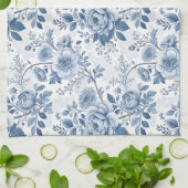 Linge De Cuisine fleurs bleues vintage (Plié)