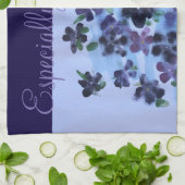 Linge De Cuisine Fleurs bleues violettes profondes (Plié)