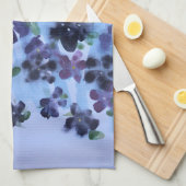 Linge De Cuisine Fleurs bleues violettes profondes (Quart Plié)