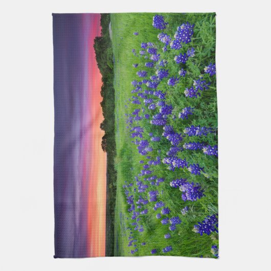 Linge De Cuisine Fleurs | Bluebonnets à Sunset Texas (Vertical)