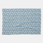 Linge De Cuisine Fleurs botaniques de style cottagecore bleu beige (Horizontal)