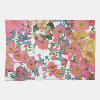 Linge De Cuisine Fleurs botaniques florales roses colorées