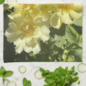 Linge De Cuisine Fleurs botaniques jaunes (Plié)