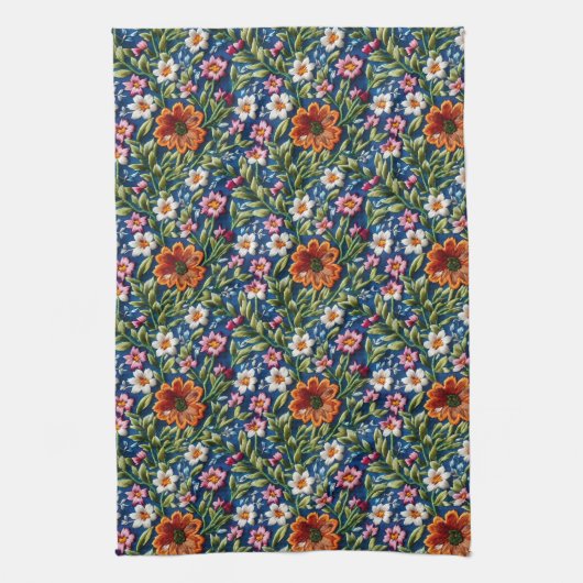 Linge De Cuisine Fleurs brodées (Vertical)