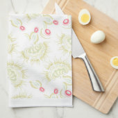 Linge De Cuisine Fleurs cactus (Quart Plié)