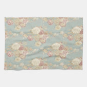 Linge De Cuisine Fleurs chic bleu blanc et rose fleuri (Horizontal)