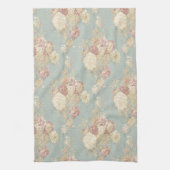 Linge De Cuisine Fleurs chic bleu blanc et rose fleuri (Vertical)