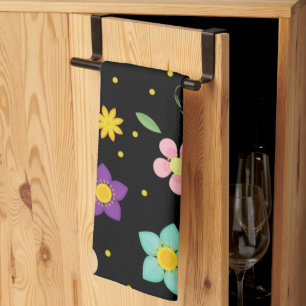 Linge De Cuisine Fleurs colorées Aquarelle mignonne