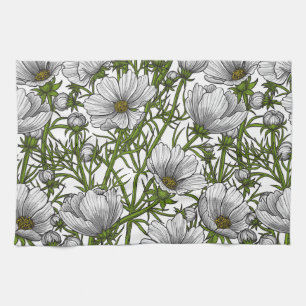 Linge De Cuisine Fleurs cosmos blanches