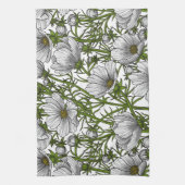 Linge De Cuisine Fleurs cosmos blanches (Vertical)
