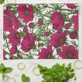 Linge De Cuisine Fleurs Cosmos roses (Plié)