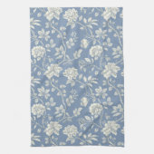 Linge De Cuisine Fleurs Crème Bleu Romantiques Jolies   (Vertical)