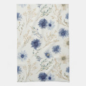 Linge De Cuisine Fleurs Crème Bleue (Vertical)