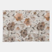 Linge De Cuisine Fleurs Crème Orange Marron (Horizontal)