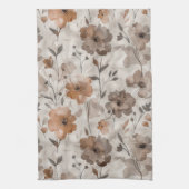 Linge De Cuisine Fleurs Crème Orange Marron (Vertical)