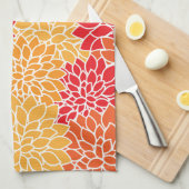 Linge De Cuisine Fleurs Dahlia, Motif De Fleurs, Dahlia Orange (Quart Plié)
