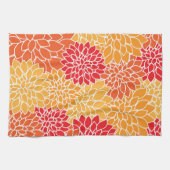 Linge De Cuisine Fleurs Dahlia, Motif De Fleurs, Dahlia Orange (Horizontal)