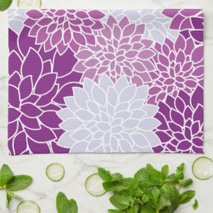 Linge De Cuisine Fleurs Dahlia, Motif De Fleurs, Dahlia Violet