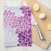 Linge De Cuisine Fleurs Dahlia, Motif De Fleurs, Dahlia Violet (Quart Plié)