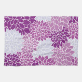 Linge De Cuisine Fleurs Dahlia, Motif De Fleurs, Dahlia Violet (Horizontal)